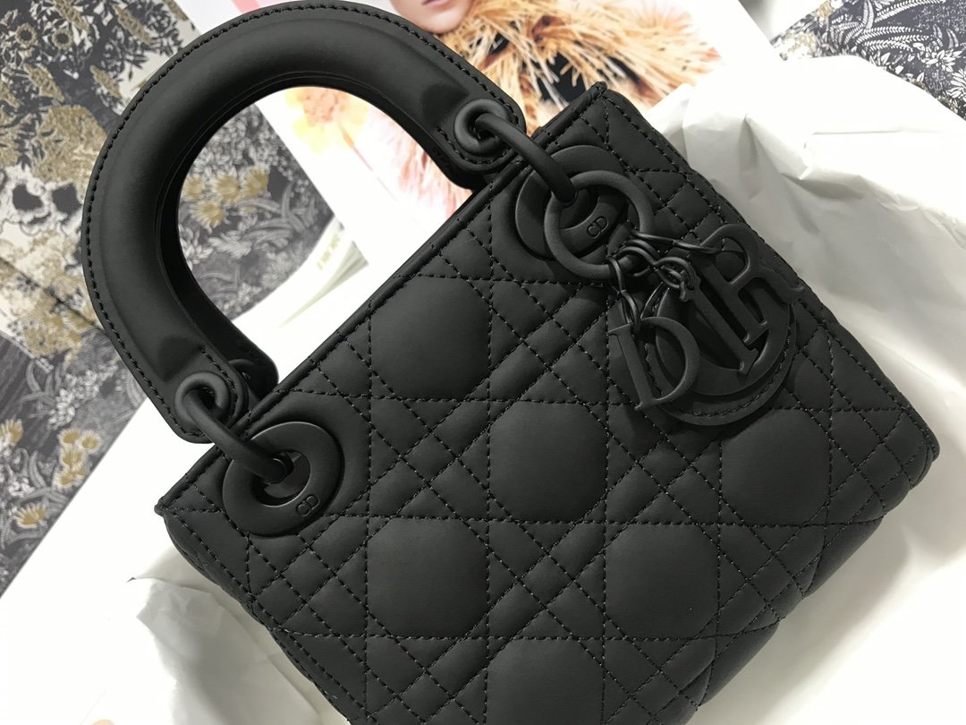 Replica Classic Mini Lady Dior Bag Black Ultramatte Cannage Calfskin