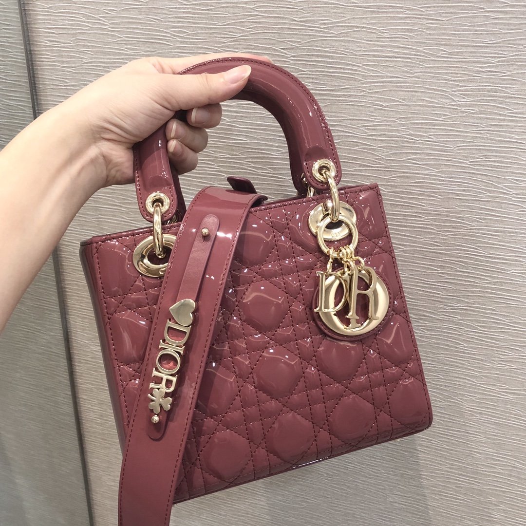 Replica Classic Mini Lady Dior Bag Patent Cannage Calfskin 20cm