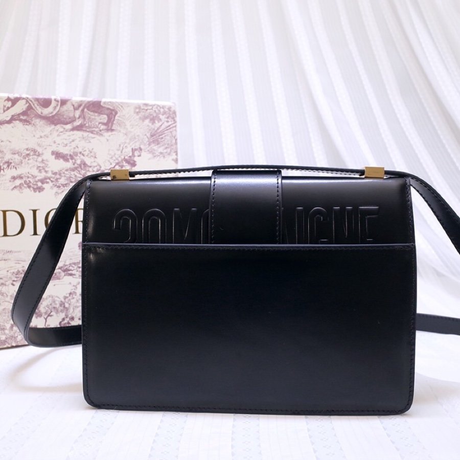 Replica Dior 30 Montaigne Calfskin Bag in Smooth Black Calfskin and CD Clasp