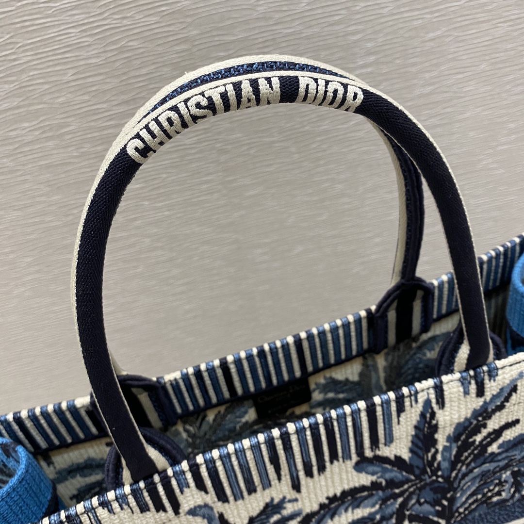 Replica Dior Book Tote Large Blue Dior Palms Embroidery