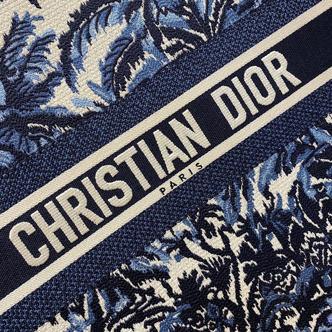 Replica Dior Book Tote Large Blue Dior Palms Embroidery
