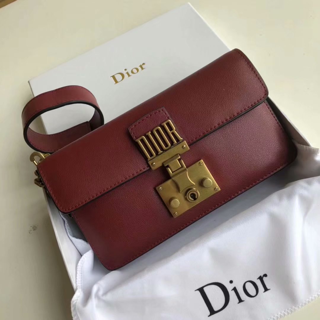Replica Dior Dioraddict Small Women Shoulder Bag Dark Red Leather