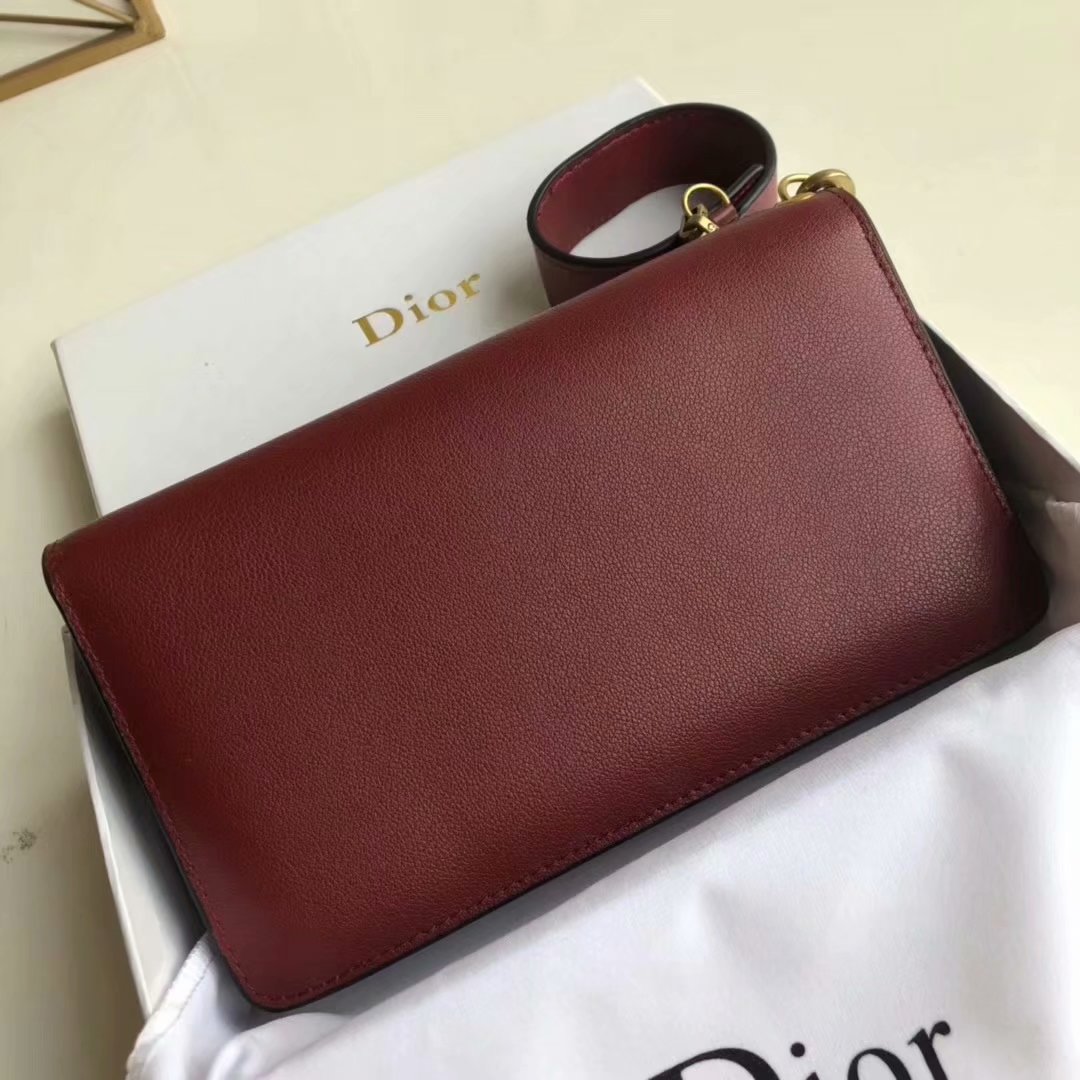 Replica Dior Dioraddict Small Women Shoulder Bag Dark Red Leather