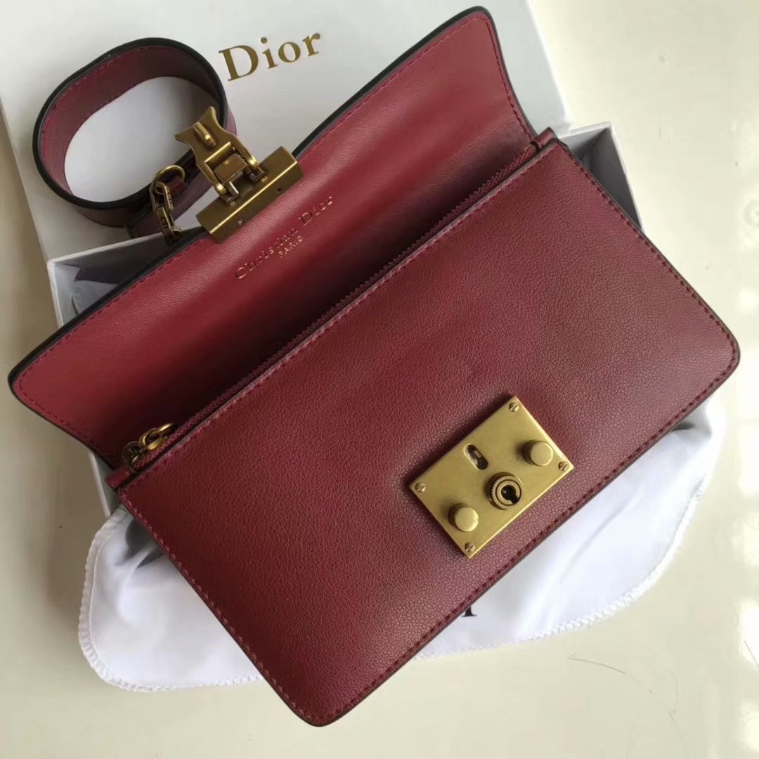 Replica Dior Dioraddict Small Women Shoulder Bag Dark Red Leather