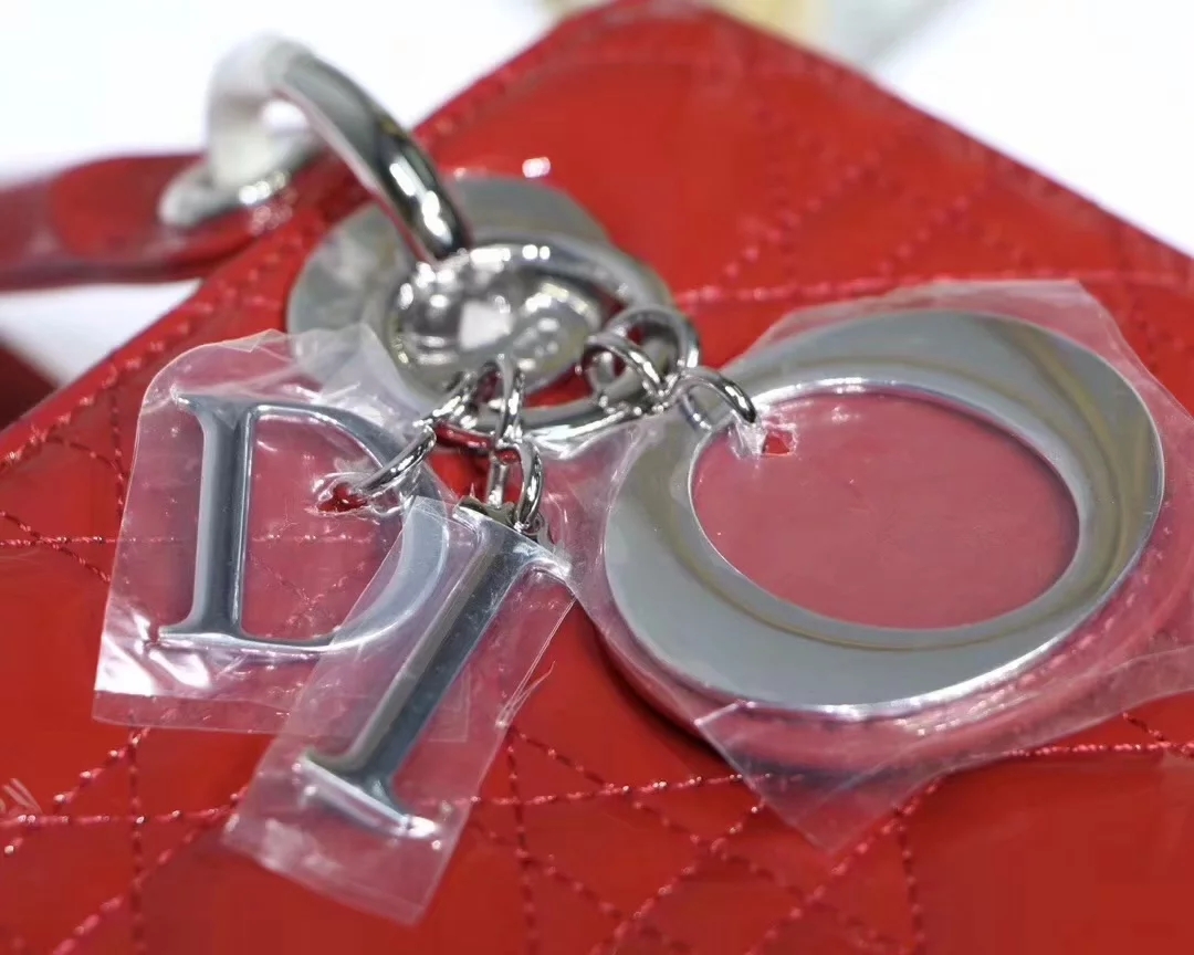 Replica Dior Lady Bag in Red Patent Cannage Calfskin Silver Tone