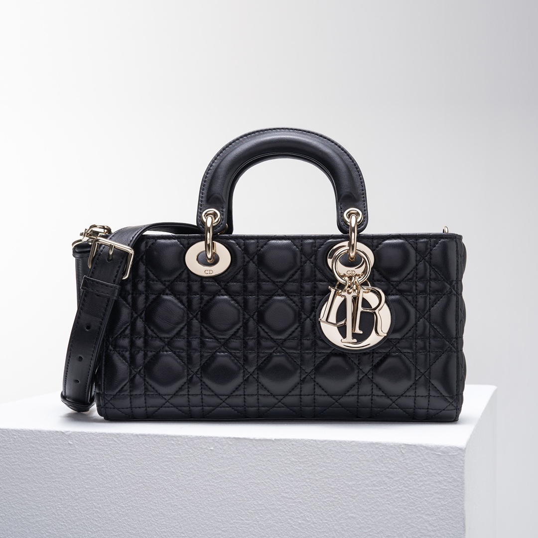 Replica Dior Lady D-Joy Bag Black Vents Cannage Calfskin with Diamond Motif