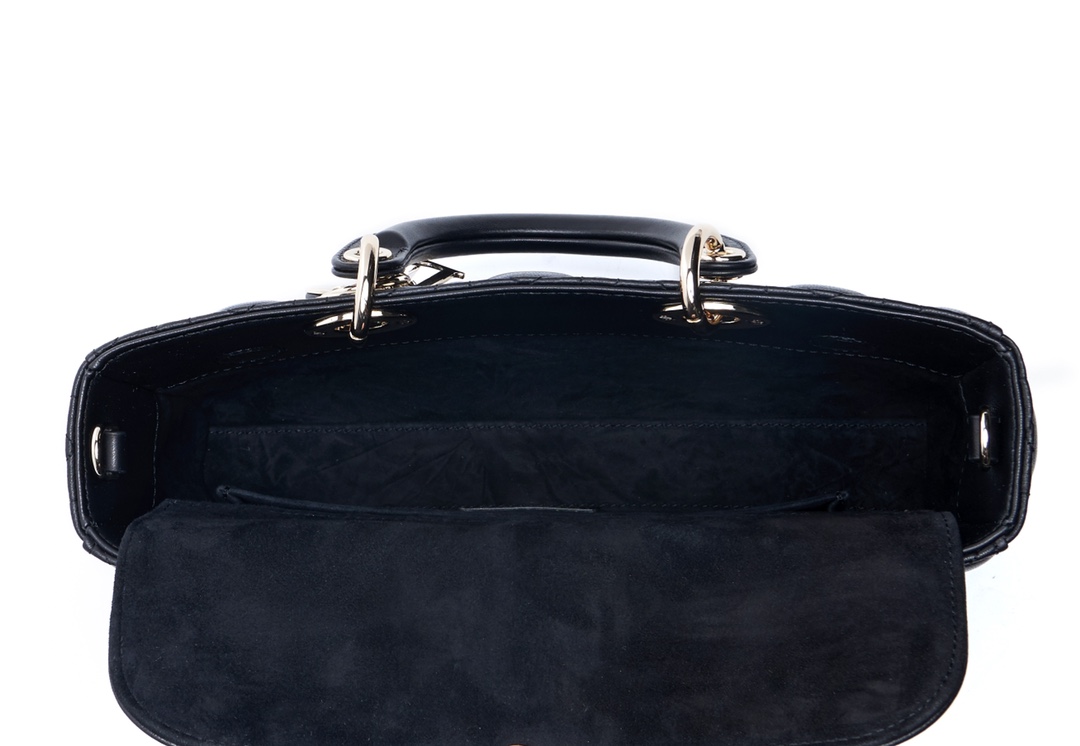 Replica Dior Lady D-Joy Bag Black Vents Cannage Calfskin with Diamond Motif