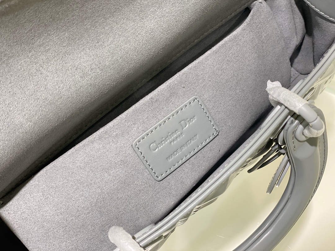 Replica Dior Lady D-Joy Bag Gray Vents Cannage Calfskin with Diamond Motif