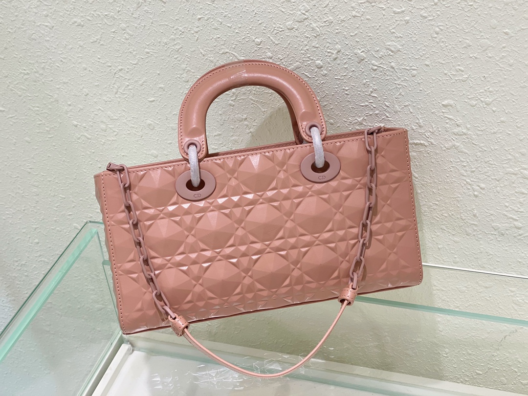 Replica Dior Lady D-Joy Bag Rose Des Vents Cannage Calfskin with Diamond Motif