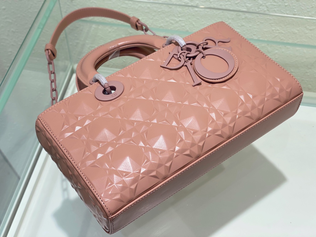 Replica Dior Lady D-Joy Bag Rose Des Vents Cannage Calfskin with Diamond Motif