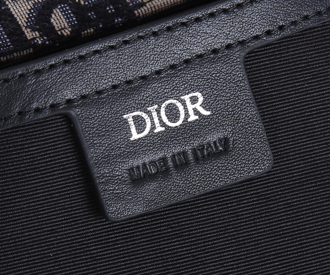 Replica Dior Messenger Pouch Beige and Black dior Oblique Jacquard and Black Colfskin