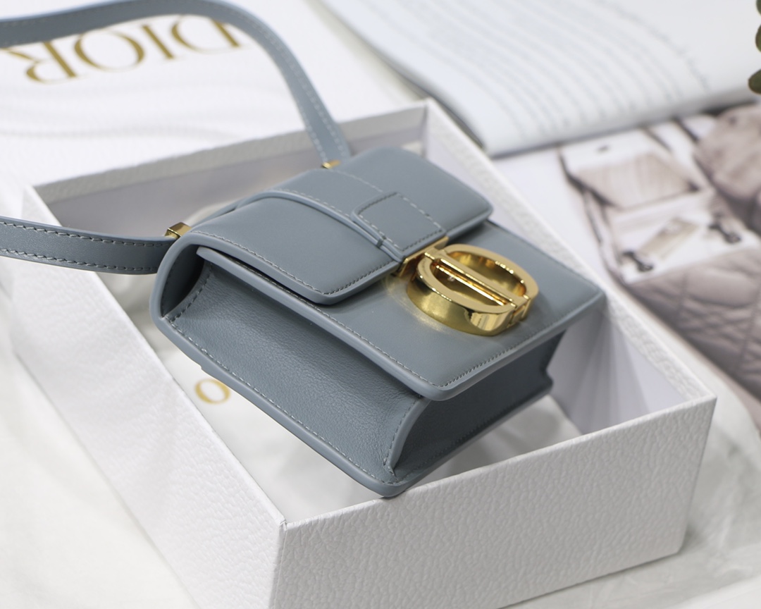 Replica Dior Mini Micro 30 Montaigne Bag Blue-Gray Box Calfskin