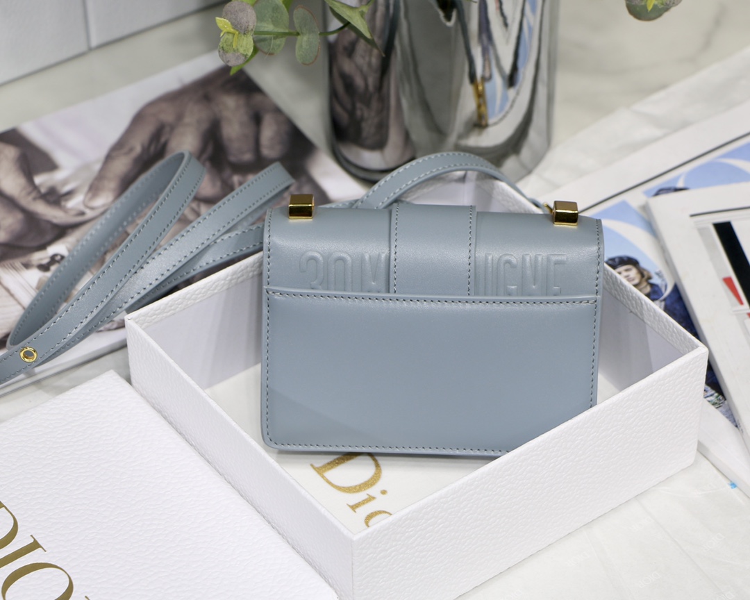 Replica Dior Mini Micro 30 Montaigne Bag Blue-Gray Box Calfskin