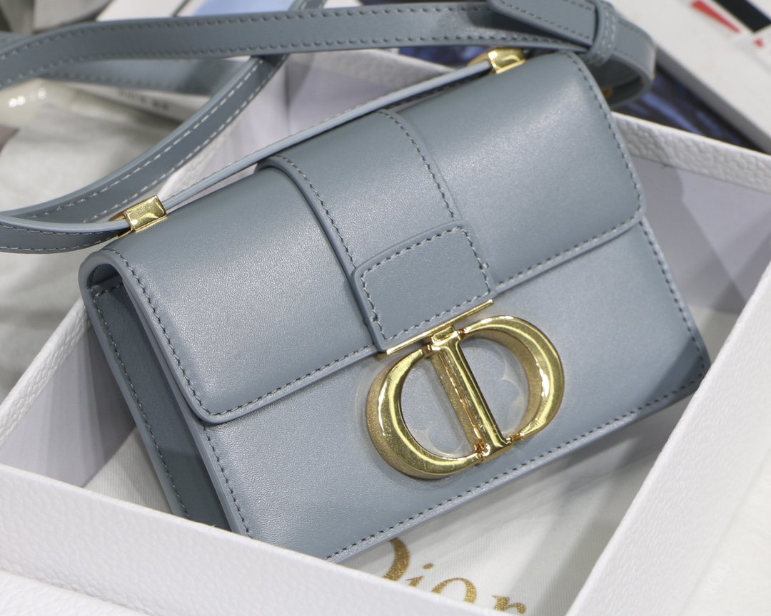 Replica Dior Mini Micro 30 Montaigne Bag Blue-Gray Box Calfskin