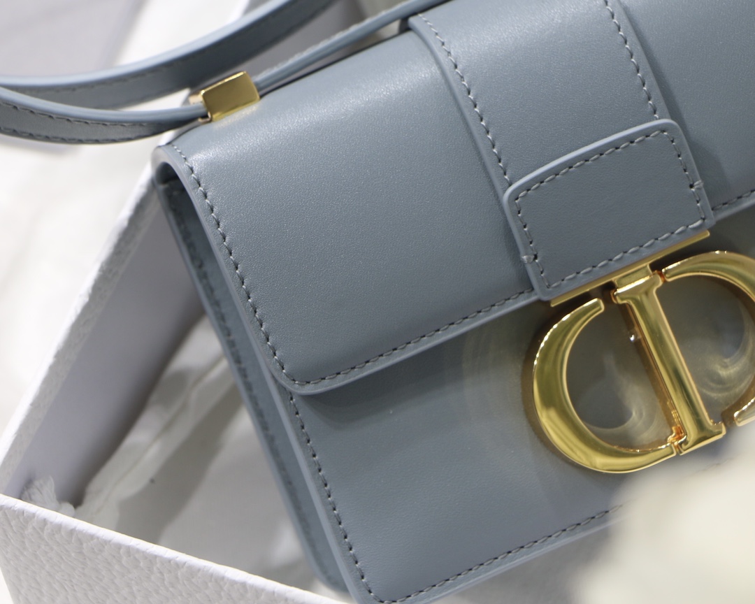 Replica Dior Mini Micro 30 Montaigne Bag Blue-Gray Box Calfskin