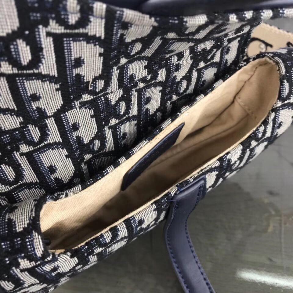 Replica Dior Mini Saddle Bag in Blue Canvas