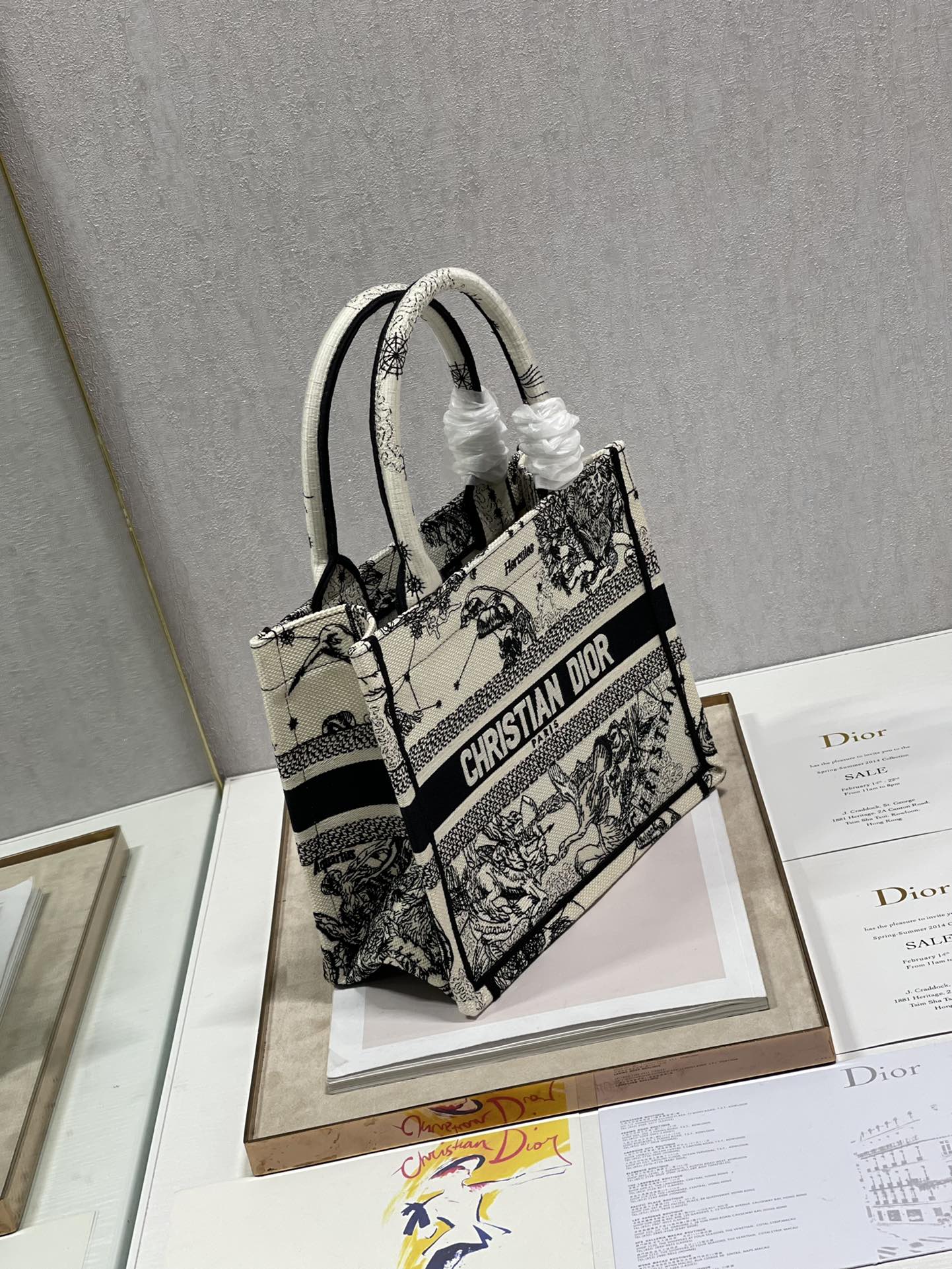 Replica Dior New Size Book Tote 26.5CM Latte Toile de Jouy Zodiac Embroidery