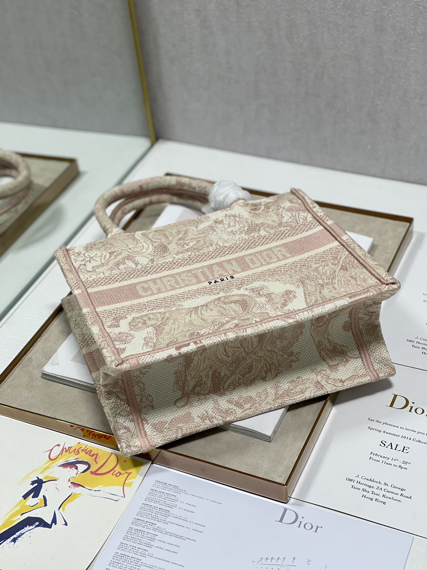 Replica Dior New Size Book Tote 26.5CM Pink Toile de Jouy Reverse Embroidery