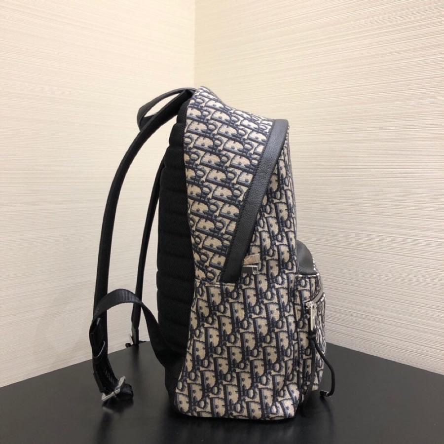 Replica Dior Oblique Backpack Canvas and Black Grained Calfskin with Signature Dior Detail