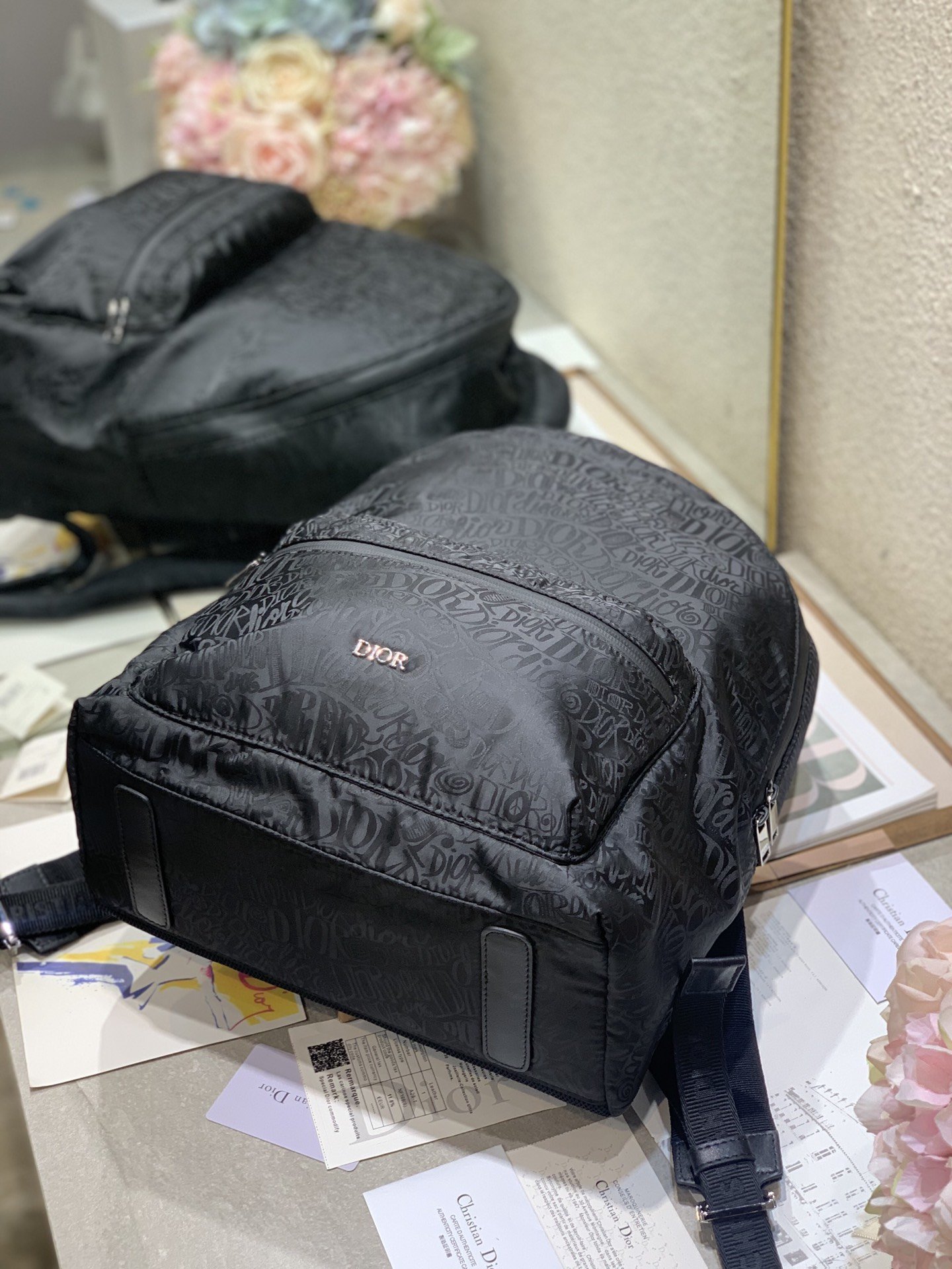 Replica Dior Rider Backpack Black Nylon Jacquard with DIOR AND SHAWN Motif