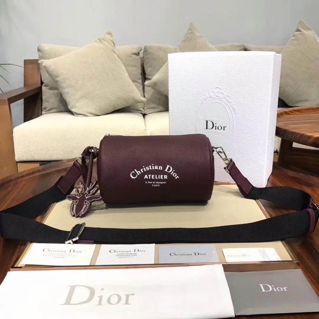 Replica Dior Roller Men Pouch in Oatmeal Grained Calfskin Burgundy