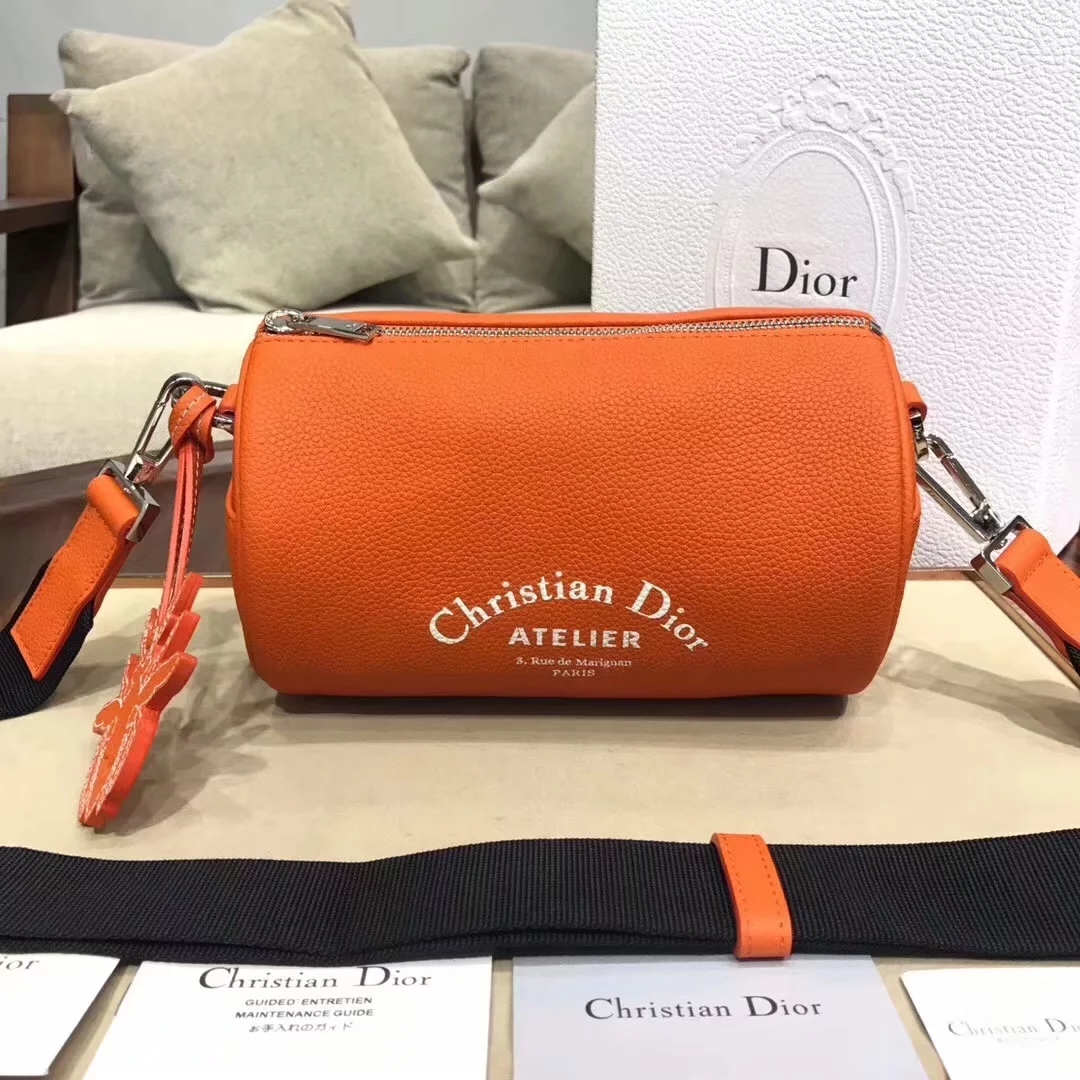 Replica Dior Roller Men Pouch in Oatmeal Grained Calfskin Orange