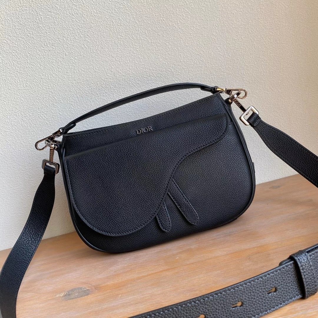 Replica Dior Soft Saddle Bag Black Grained Calfskin