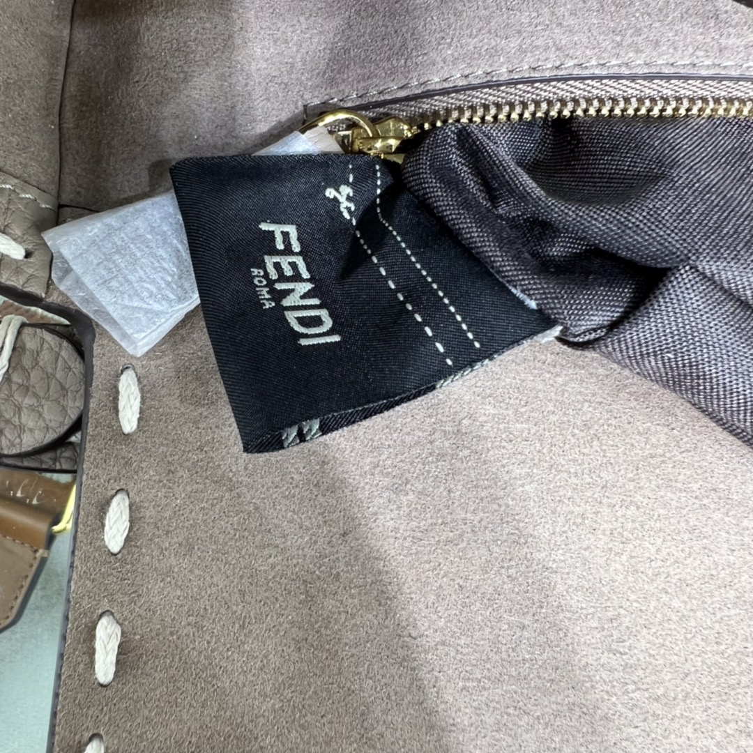 Replica Fendi Baguette Gray Full Grain Leather Bag with Hand Stitching and Decorated with an FF Clasp Price Online