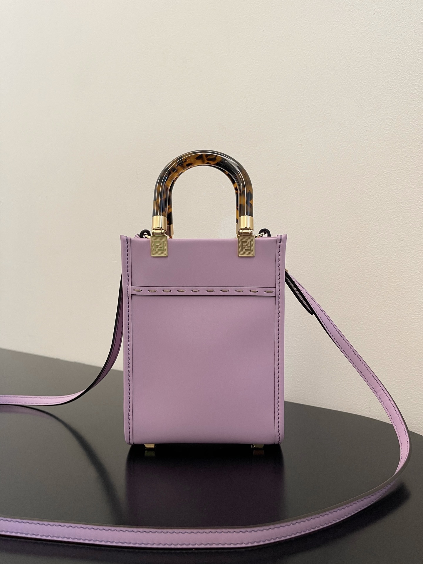 Replica Fendi Mini Sunshine Shopper Bag Purple Leahter with FENDI ROMA