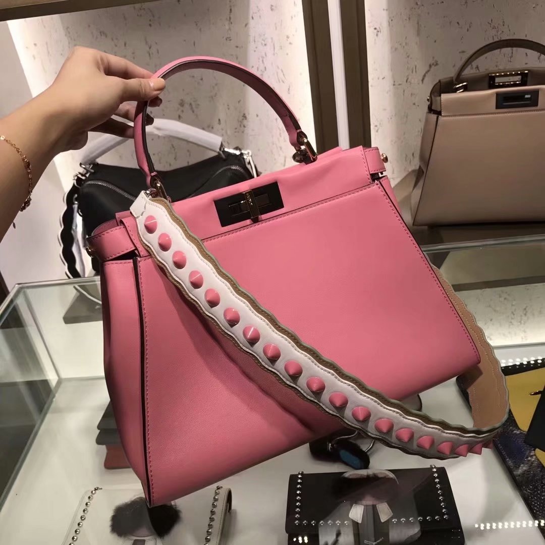 Replica Fendi Peekaboo 33cm Women Handbag Pink Leather