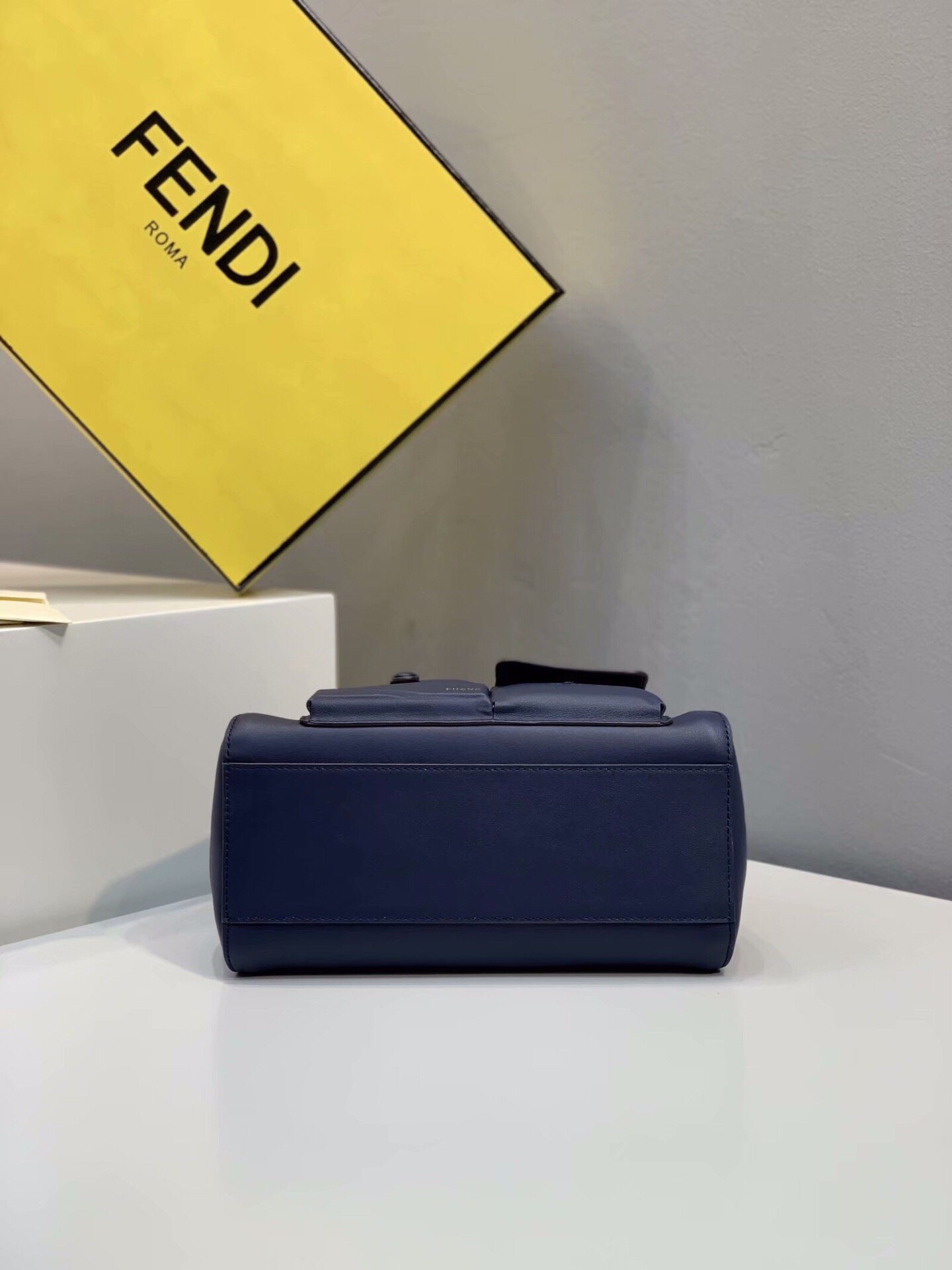 Replica Fendi Peekaboo Iconic Mini Blue Leather Bag