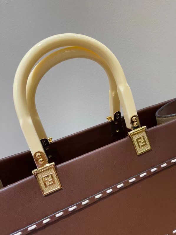 Replica Fendi Sunshine Shopper Bag Brown Leahter with FENDI ROMA