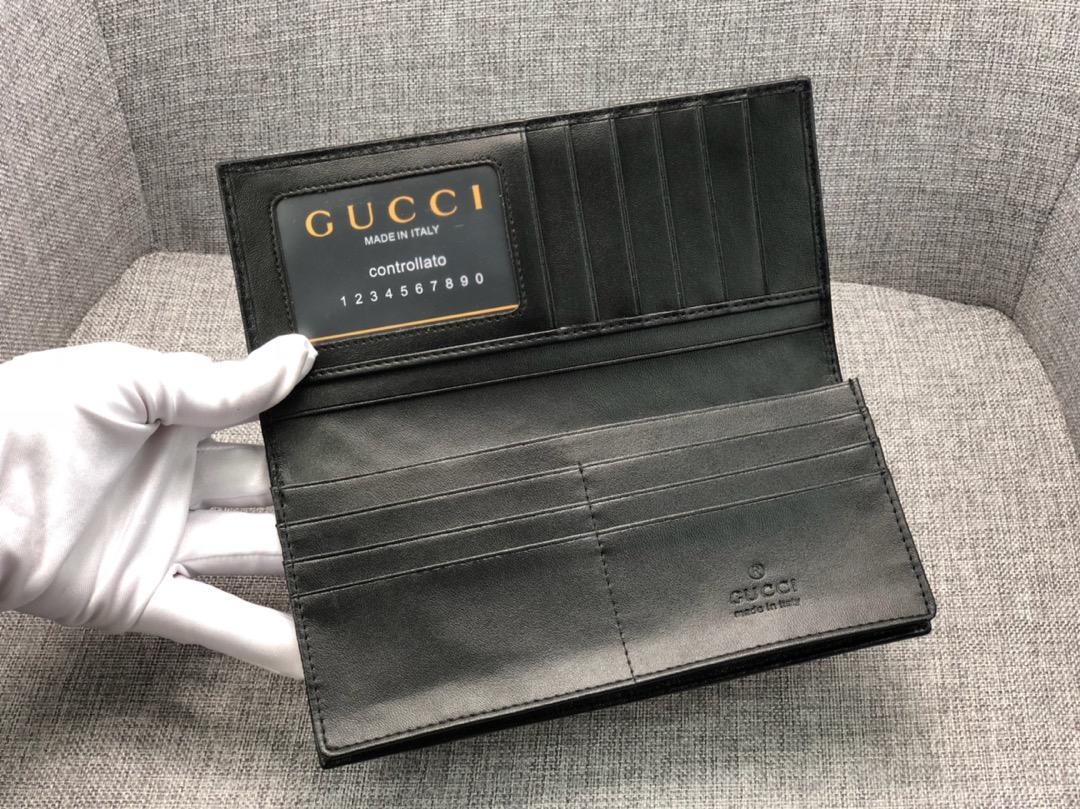 Replica Gucci 225826 Men Long Wallet Black Leather