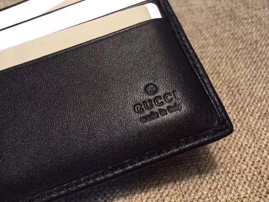 Replica Gucci 233100 Men Small Wallet Black Gucci Signature Soft Leather