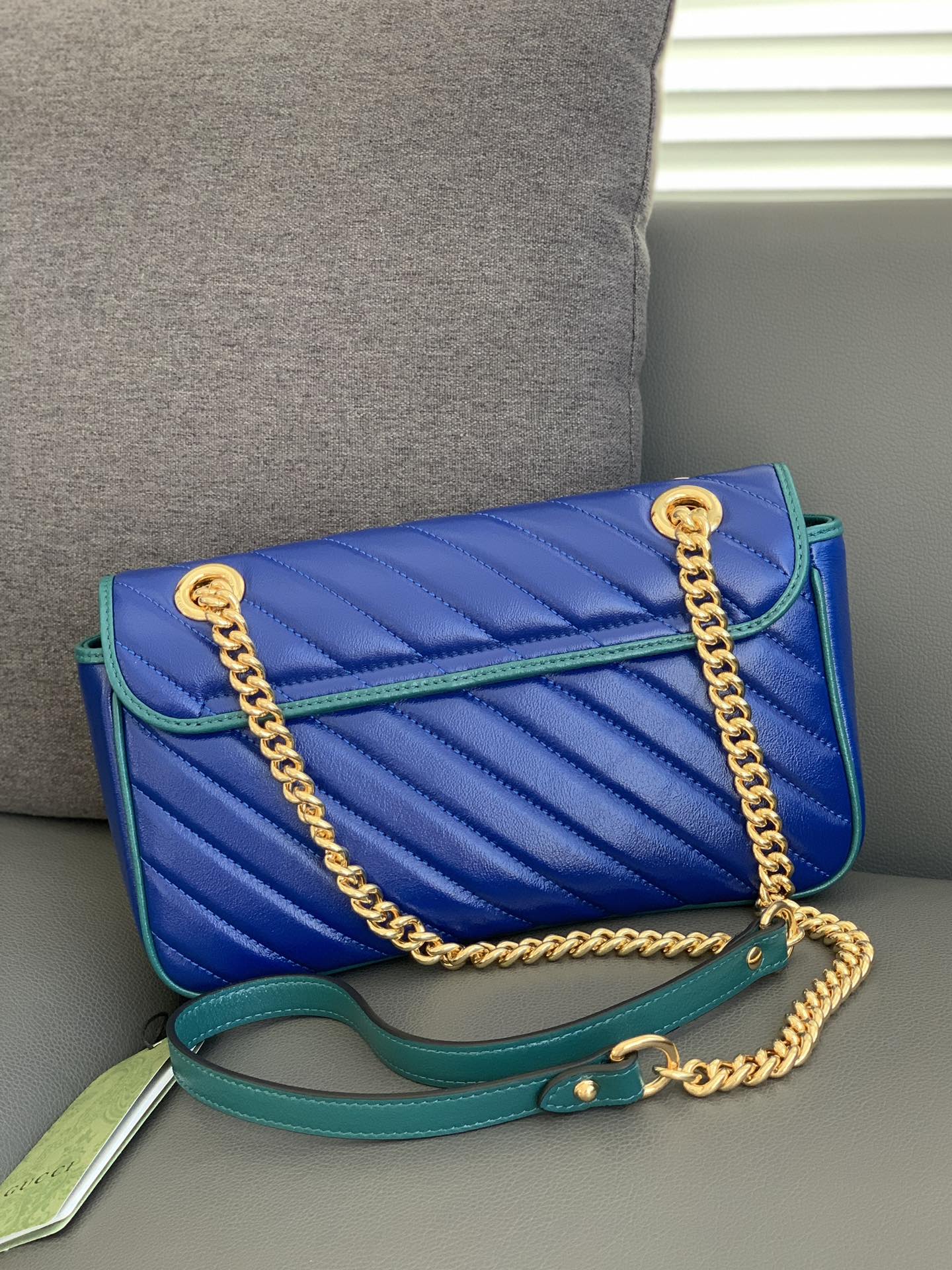 Replica Gucci 443497 GG Marmont Small Shoulder Bag Blue