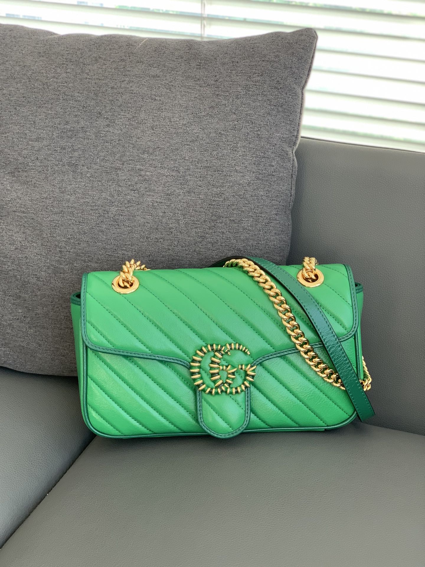 Replica Gucci 443497 GG Marmont Small Shoulder Bag Green