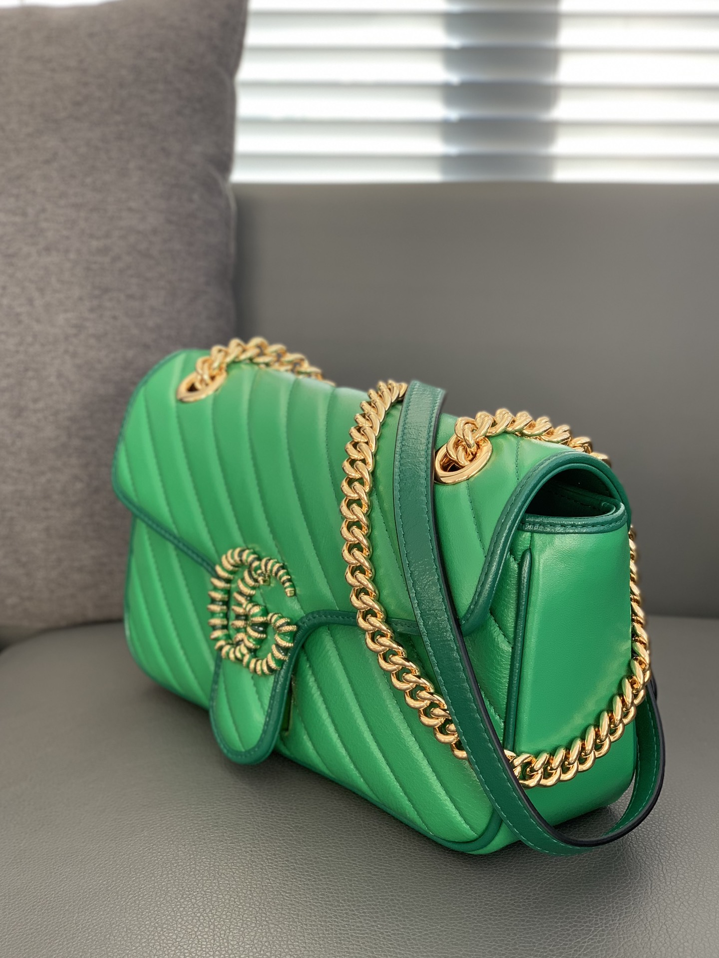 Replica Gucci 443497 GG Marmont Small Shoulder Bag Green