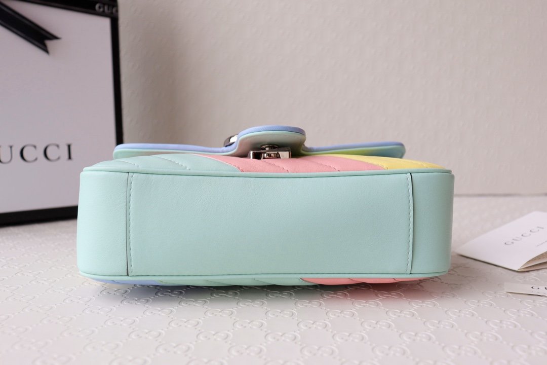 Replica Gucci 446744 Marmont Matelasse Mini Bag Multicolored Pastel Diagonal Matelasse Leather