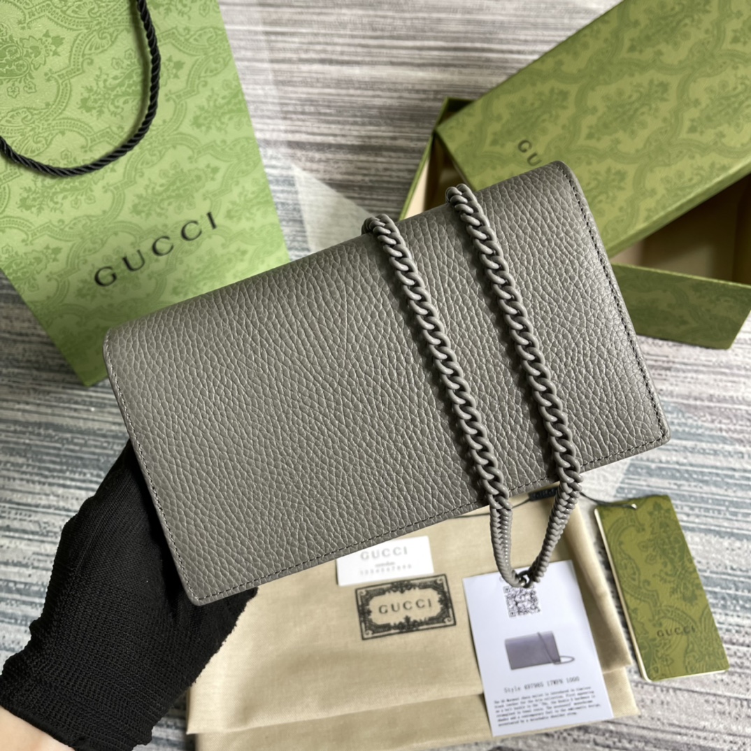 Replica Gucci 497985 Women GG Marmont Chain Wallet Gray For Ladies Price Online