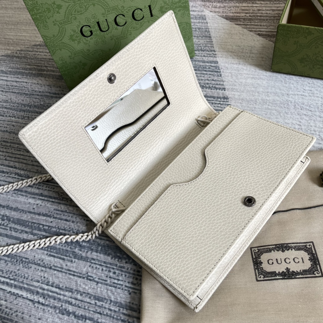 Replica Gucci 497985 Women GG Marmont Chain Wallet White For Ladies Price Online