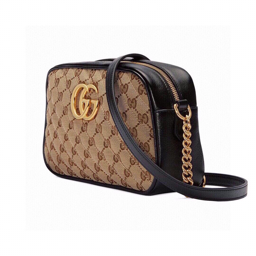 Replica Gucci 498110 GG Marmont Matelasse Mini Bag Black Leather Trim