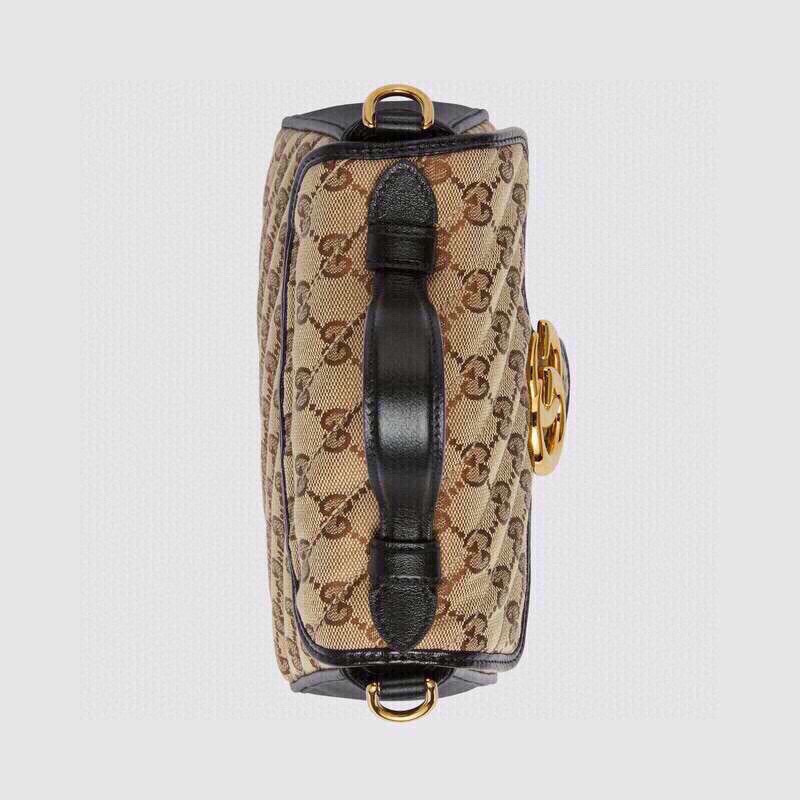 Replica Gucci 498110 GG Marmont Top Handle Bag Black Leather Trim