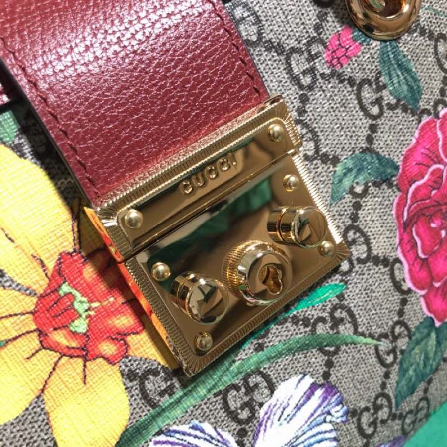 Replica Gucci 498156 Women Padlock GG Flora Small Shoulder Bag Red