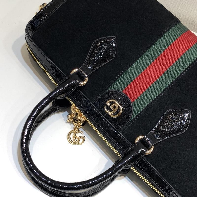 Replica Gucci 524532 Ophidia Medium Top Handle Bag Black Suede