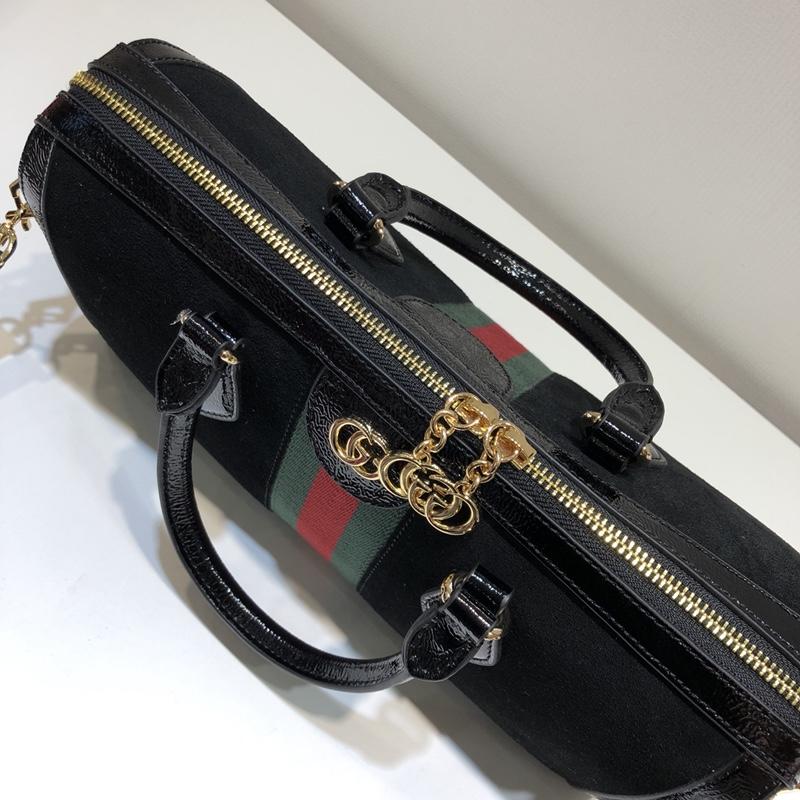 Replica Gucci 524532 Ophidia Medium Top Handle Bag Black Suede