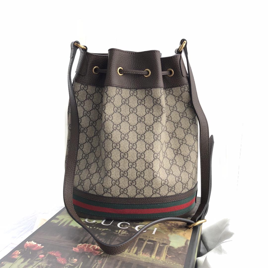 Replica Gucci 540457 Women Ophidia GG Bucket Bag Beige Ebony 