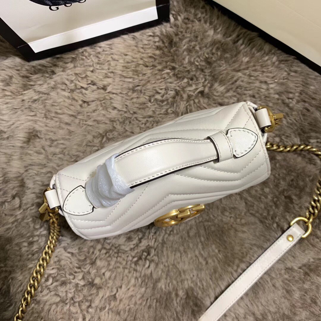 Replica Gucci 547260 GG Marmont Mini Top Handle Bag Beige Chevron Leather