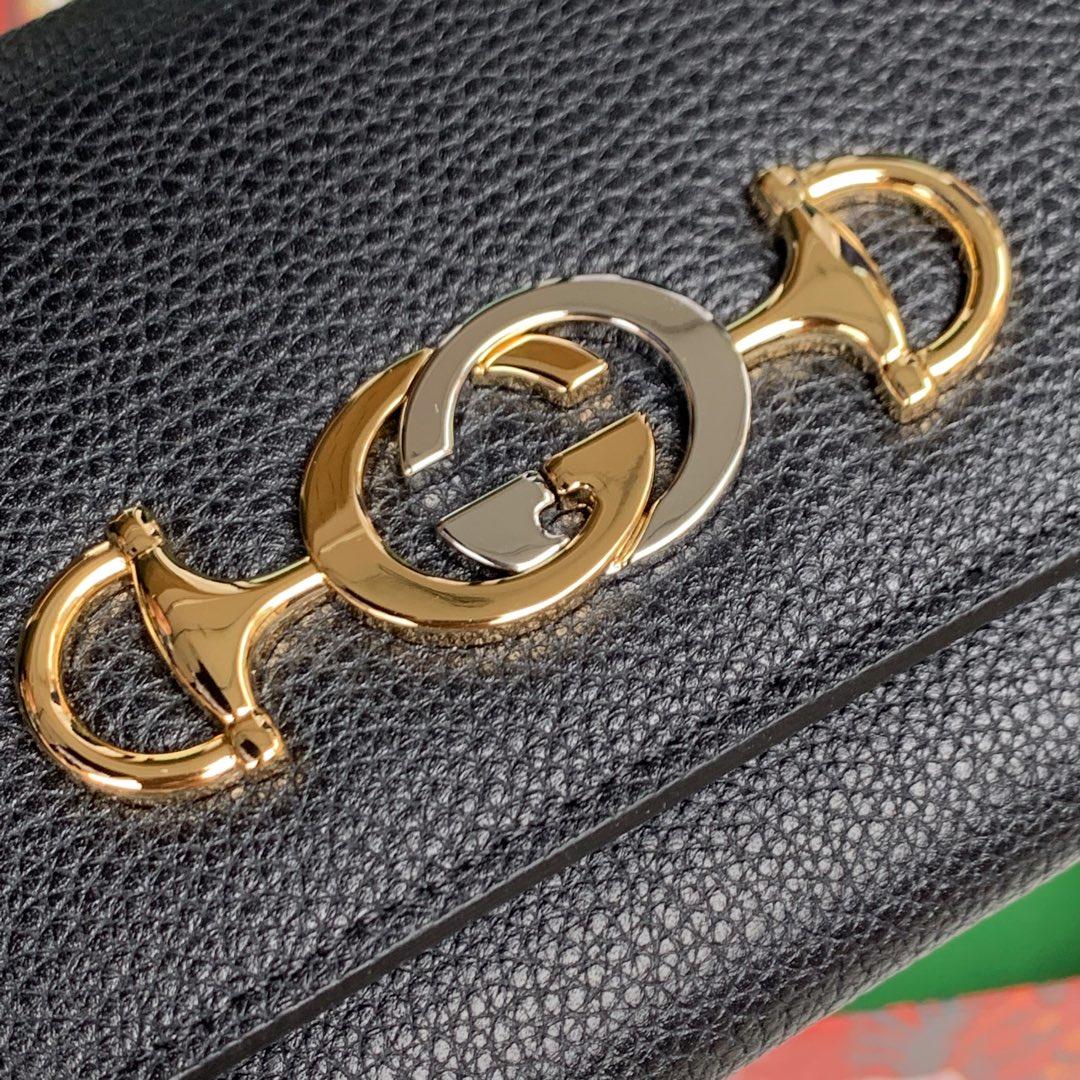 Replica Gucci 573612 Zumi Grainy Leather Continental Wallet Black