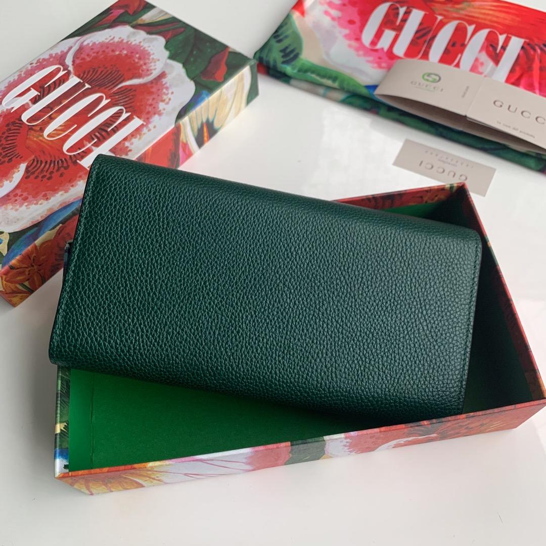 Replica Gucci 573612 Zumi Grainy Leather Continental Wallet Green