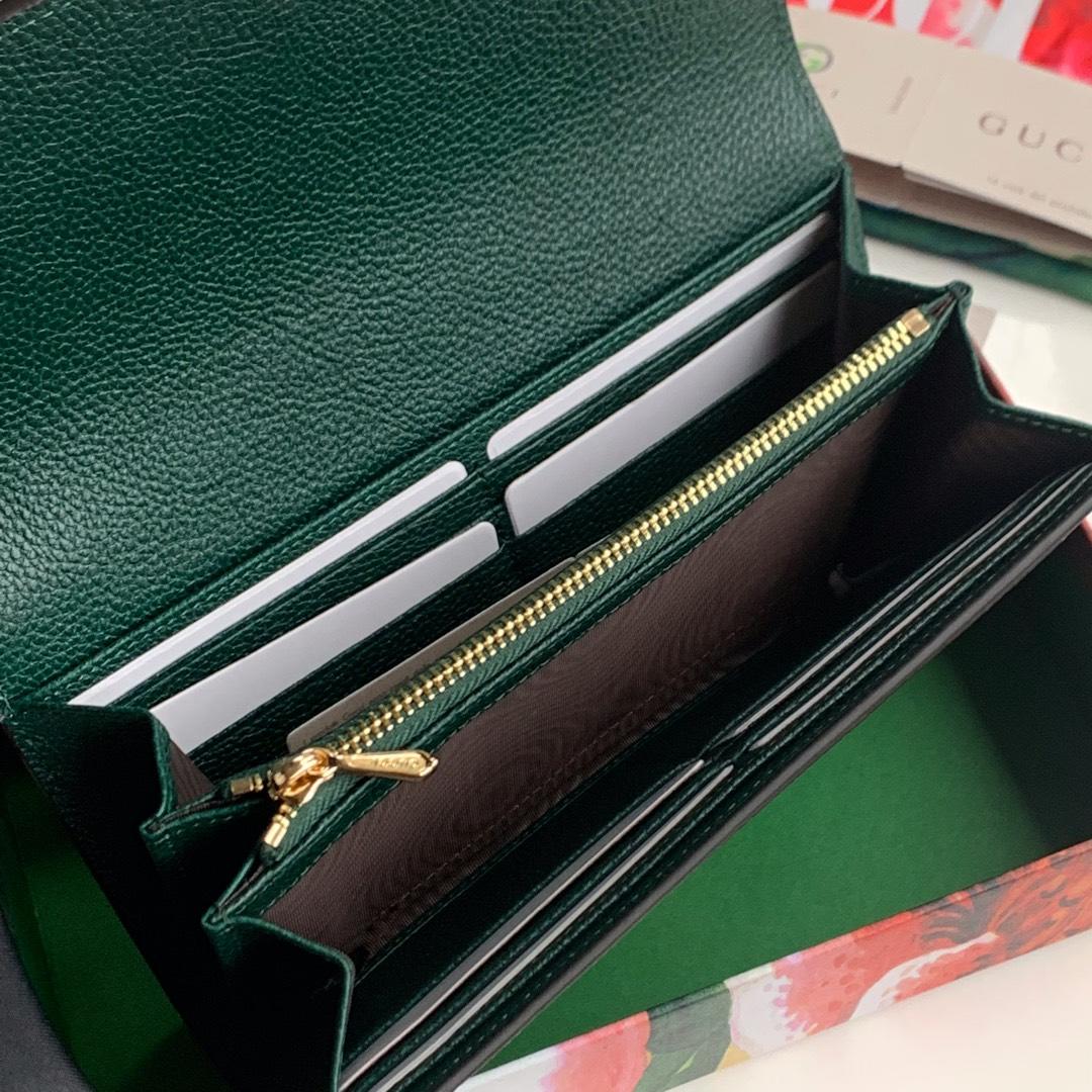 Replica Gucci 573612 Zumi Grainy Leather Continental Wallet Green